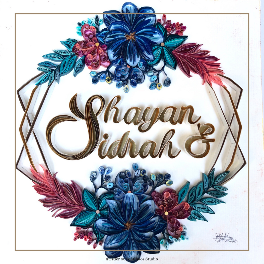 Floral Lettering Wall Art (2 names)